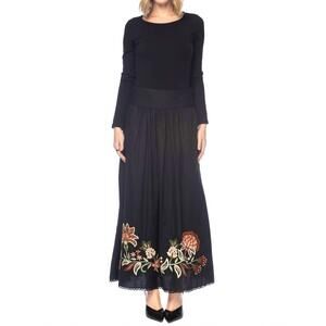 NEW TOLANI madonna embroidered skirt in blue